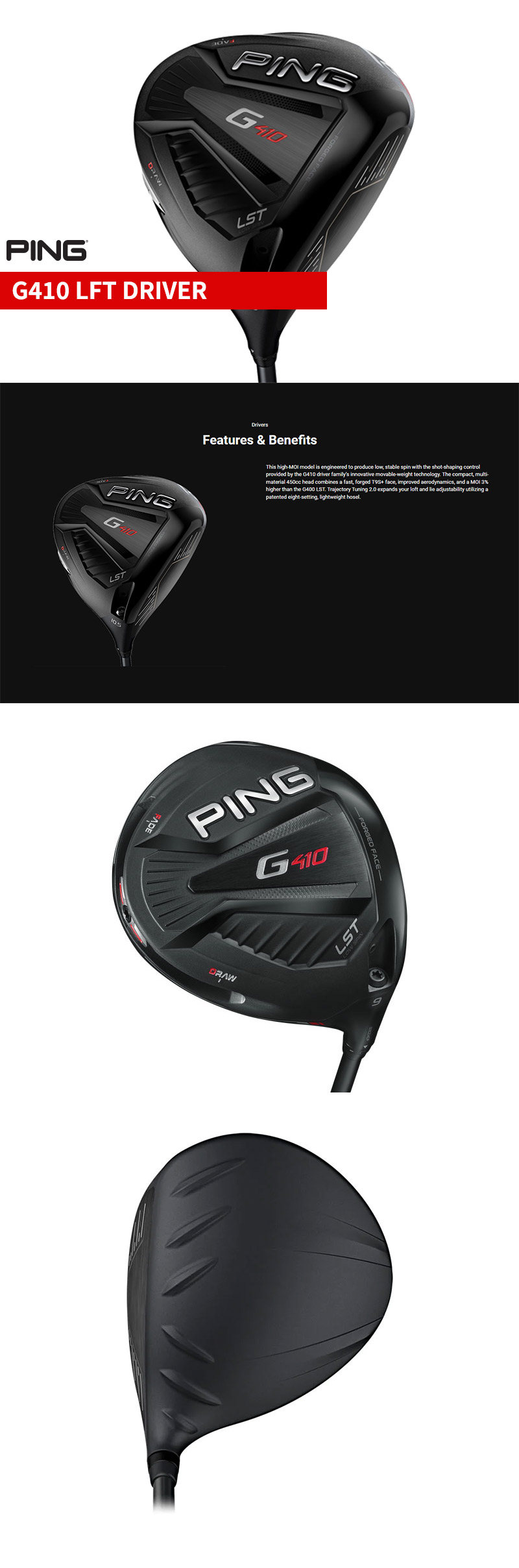 NEW] PING G410 LST Driver 9° with Alta CB 55 Red/ Regular