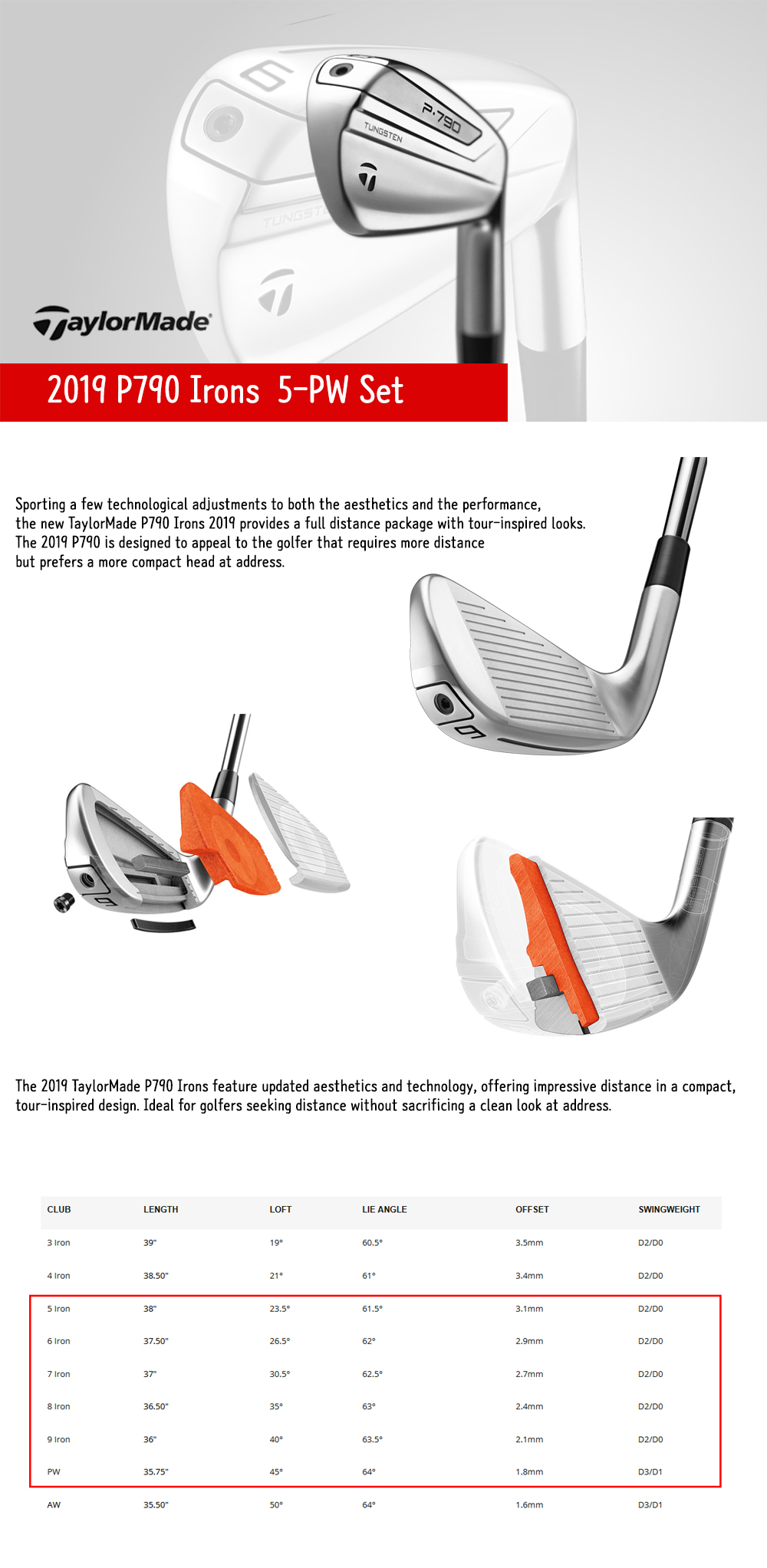 Taylormade P790 2019 アイアンセット 5-PW NEW]2019 TaylorMade P790 Iron Set 5-PW /NS Pro 950 /Stiff